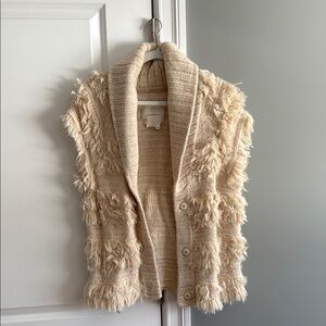 Anthropologie Cream Textured Knit Vest